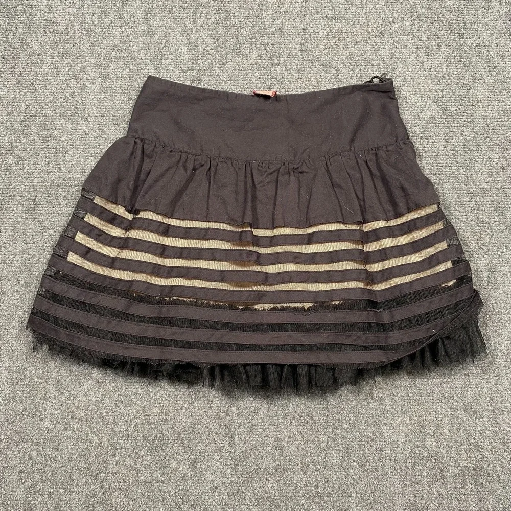 Free People Ruffled Kawaii Striped Baby Doll Gothic‎ Lolita Mini Skirt 4